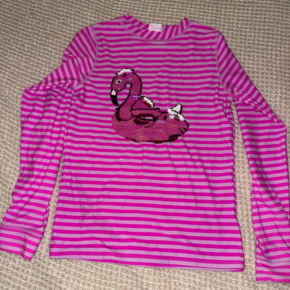 Shade critters Pink Striped Kids Shirt with Swan Float Design